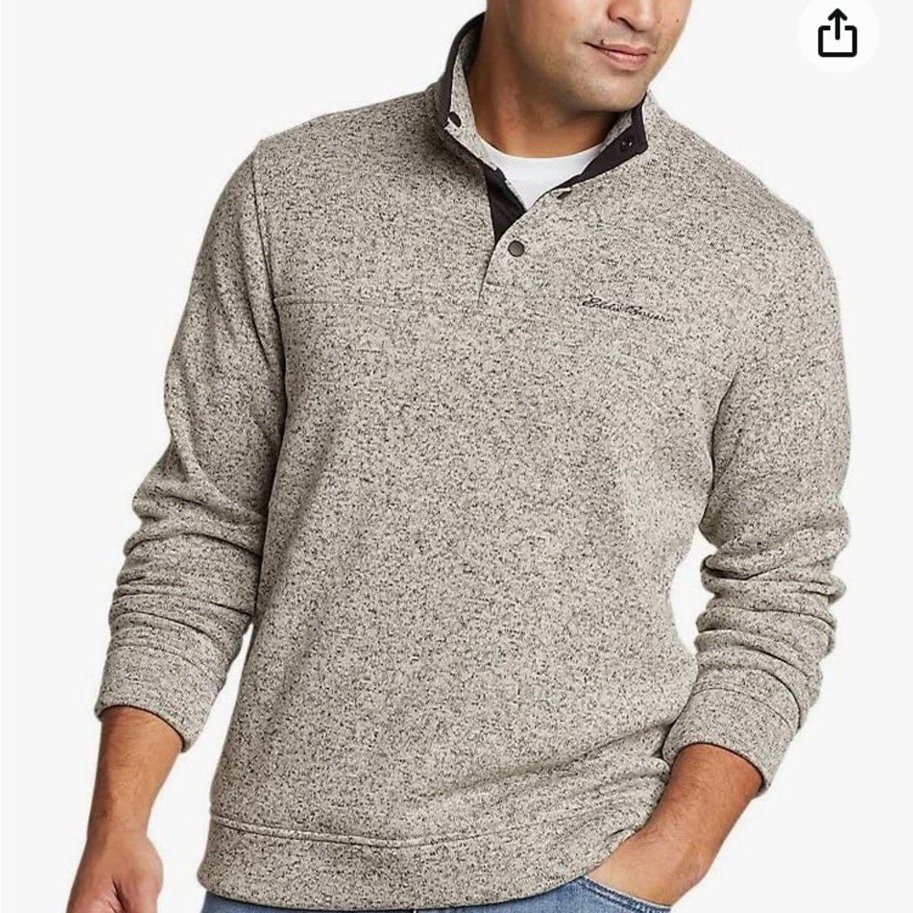 Eddie Bauer men’s radiator fleece snap front pullover grey sweater plus sz XXL